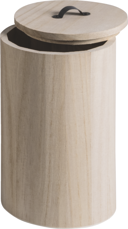 Natural Wooden Cylindrical Box 20cmx12cm Metal Handle Box Craft