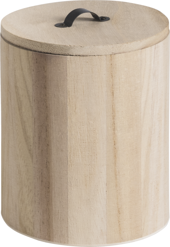 Natural Wooden Cylindrical Box 15cmx12cm Metal Handle Box Craft