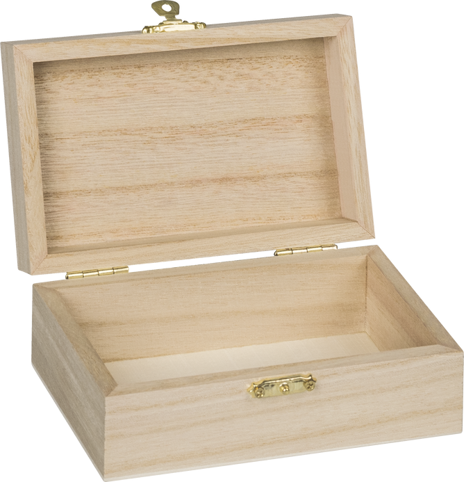 Natural Wooden Box Hinged Lid and Lock 9x14x5.5cm Single Compartment Craft Box