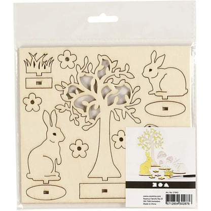 Bunny Mushroom Garden Plywood Self Assembly Figures With Foot 15.5cmx17.5cm Decoration Craft