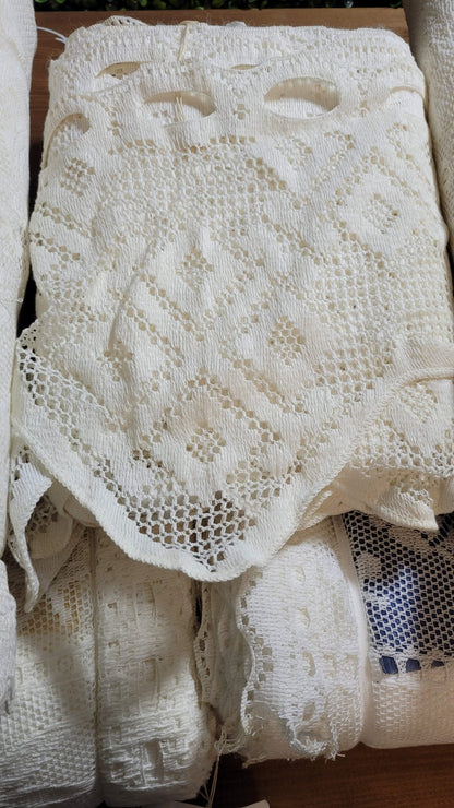 Cafe Curtains 95% Cotton Nottingham Lace Manufactured Rare Find Job Lot CLEARANCE - Home - Crafts