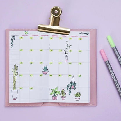 Calendar Notebook 34 Page Dotted Artistic Sketchbook 9.5x16.6cm Blank Writing Drawing