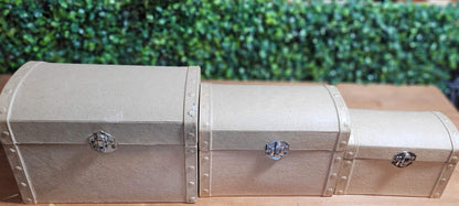 Cardboard Paper Mache Chest Boxes With Silver Latch Set Of 3 - Home - Crafts