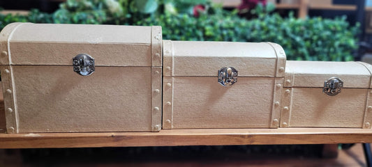 Cardboard Paper Mache Chest Boxes With Silver Latch Set Of 3 - Home - Crafts