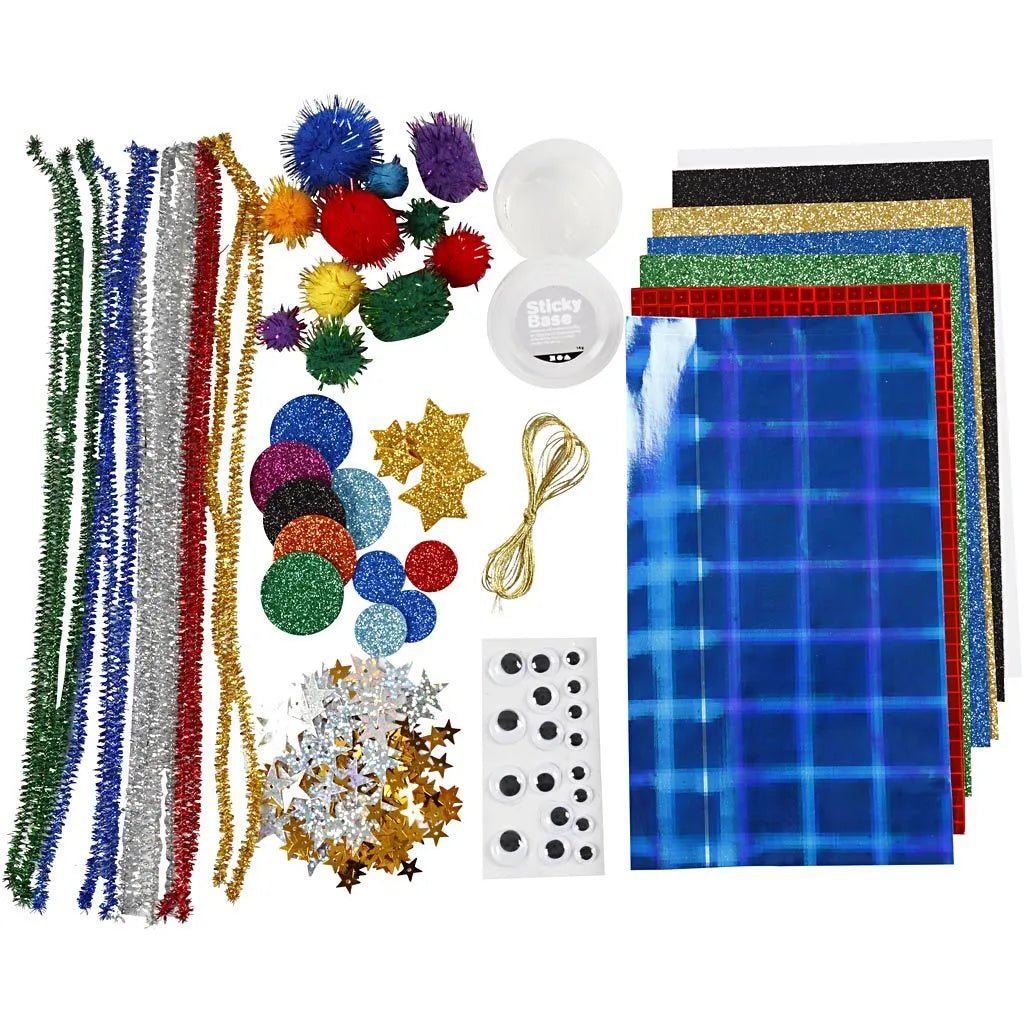 Children's All-in-One Space Craft Kit – Glitter Paper Pom-Poms Pipe Cleaners & More for Creative Projects