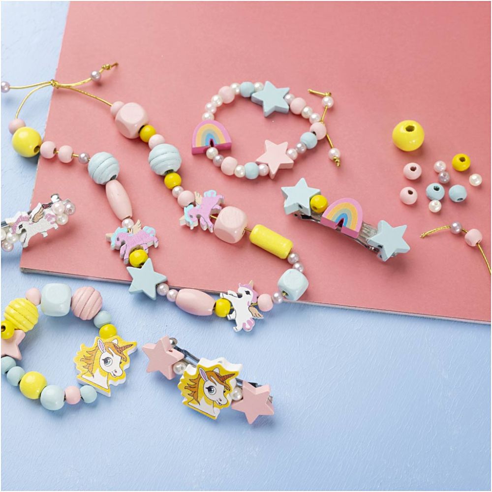 Children's Jewellery Making Kit - Create Necklaces, Bracelets & Hair Clips with Beads - Home - Crafts