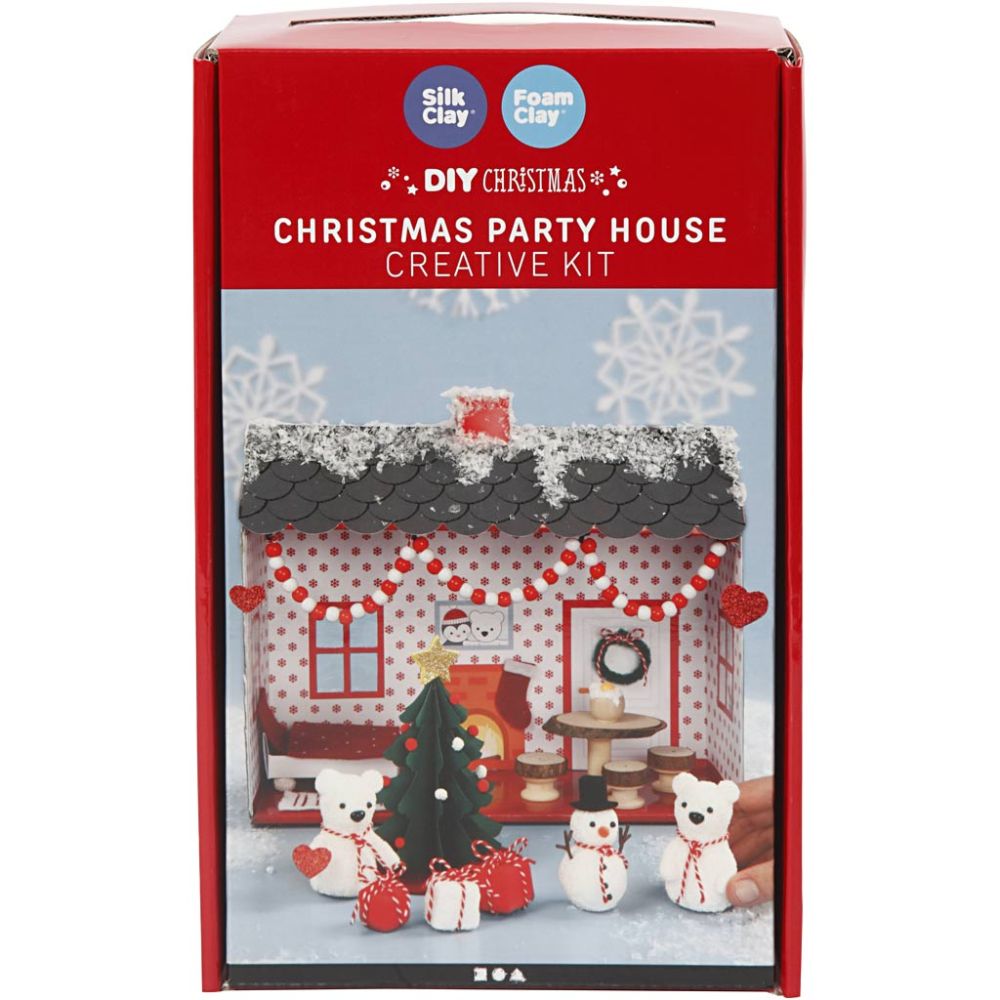 Christmas Party House Craft Kit - Create Festive Character House with Clay & Decorations - Home - Crafts