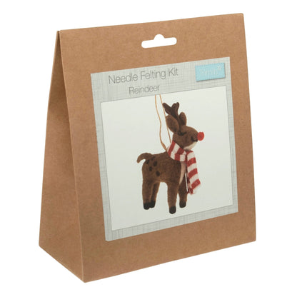 Christmas Reindeer with Scarf Needle Felting Crafting Kit Cute Decorations Toys Beginner Friendly