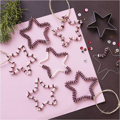 Christmas Star Craft Kit - Make 6 Beaded & Sequinned Decorations with Red Wire - Home - Crafts
