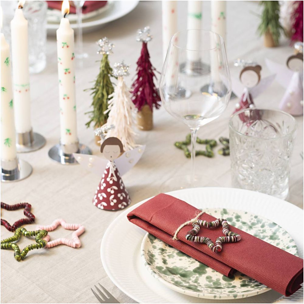 Christmas Table Decorations Kit - Create 6 Coordinated Place Settings with Angels & Stars - Home - Crafts