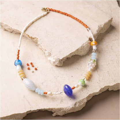 Chunky Beaded Necklace Kit - Create Colourful Statement Jewellery with Glass Beads & Freshwater Pearls - Home - Crafts