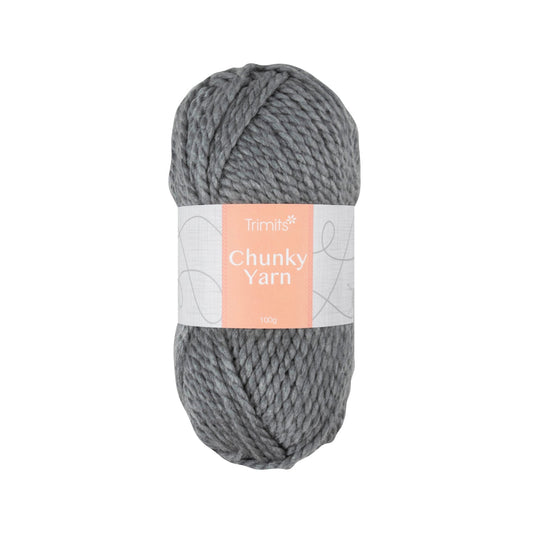 Chunky Yarn Trimits Grey Quick Knit - 100m Super Bulky Acrylic Yarn for 7mm Needles & Hooks (6 - Pack) - Home - Crafts