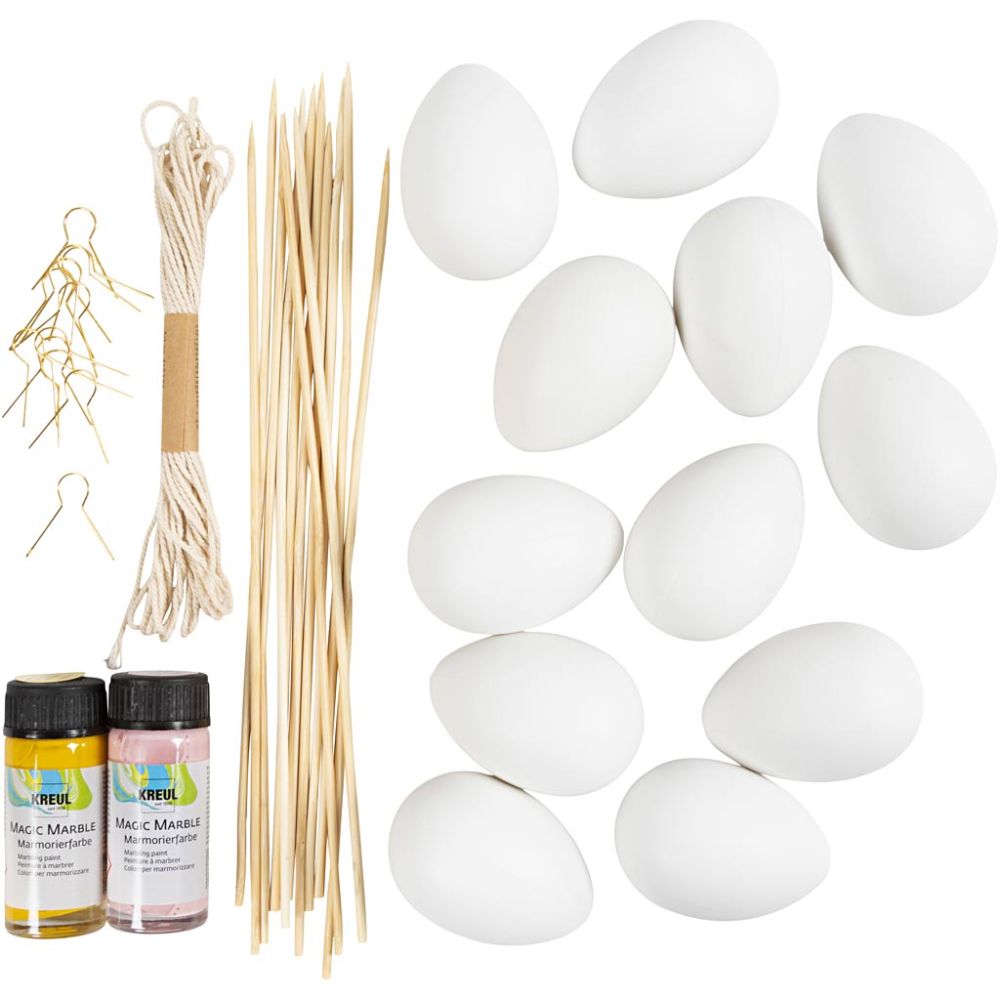 Craft Kit - Marbled Easter Eggs with Magic Marble Paints - Rose & Yellow - Home - Crafts