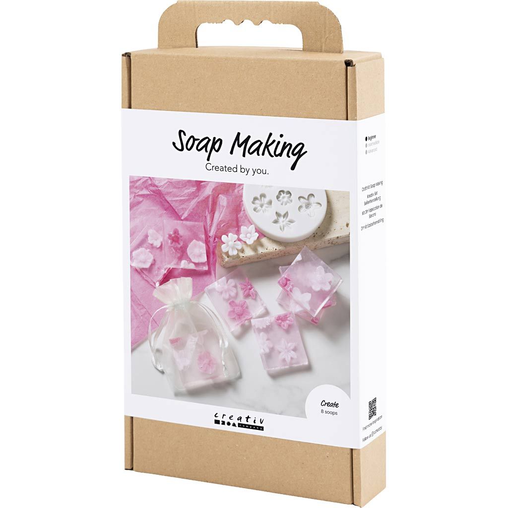 Craft Kit - Soap Making - Flower - Shaped Soaps in Rose & Pink with Organza Bags - Home - Crafts
