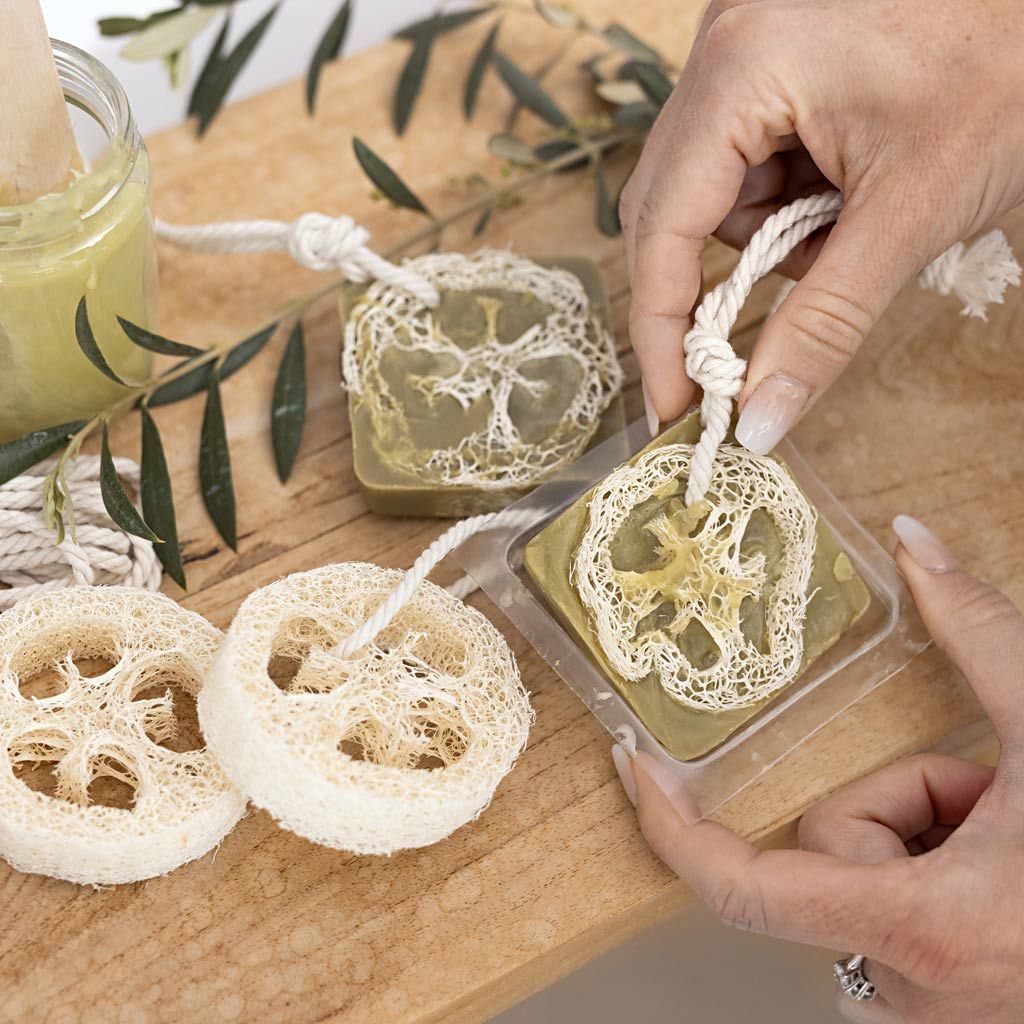 Craft Kit - Soap Making - Loofah Exfoliating Soaps with Olive Oil Base - Olive Green - Home - Crafts