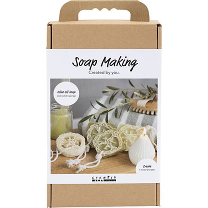 Craft Kit - Soap Making - Loofah Exfoliating Soaps with Olive Oil Base - Olive Green - Home - Crafts