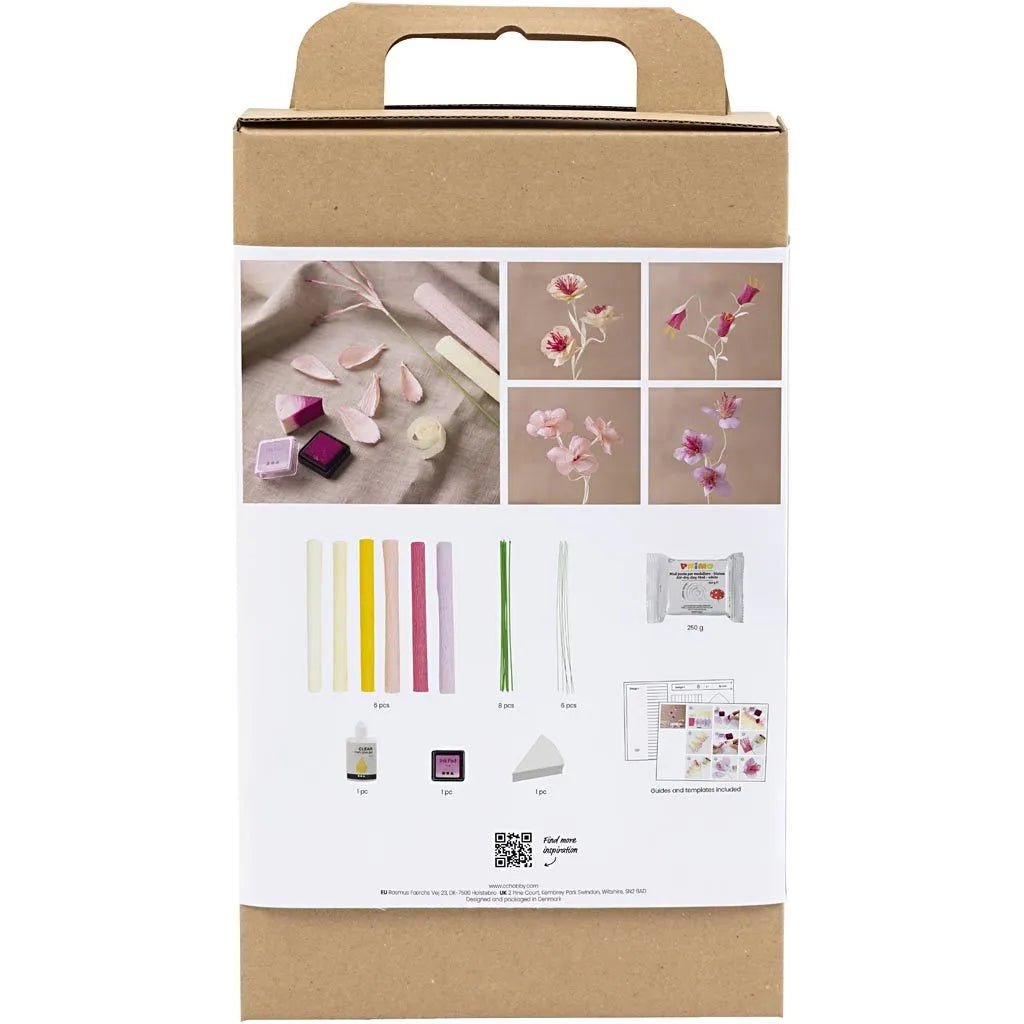 Crepe Paper Flowers in Clay | Mini Craft Kit All Materials & Instructions