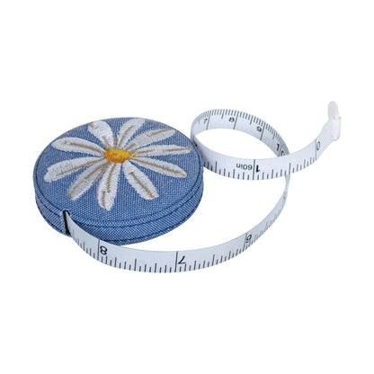Denim Daisies Tape Measure - Embroidered 150cm/60" Retractable Measure - Home - Crafts