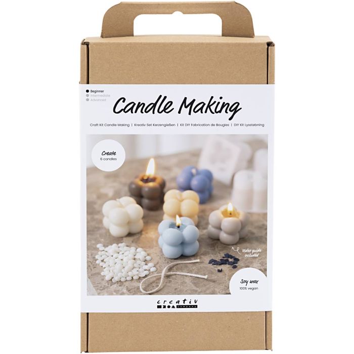 DIY Bubbly Candle Making Kit - Create 6 Vegan Soy Wax Candles with Mould & Dyes - Home - Crafts
