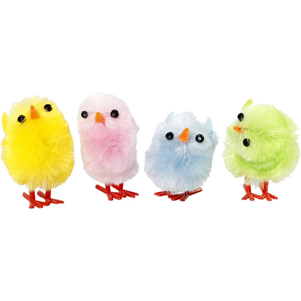 Easter Chicks - 12 Pack Pastel Chenille Chicks with Plastic Legs - 30mm - Home - Crafts