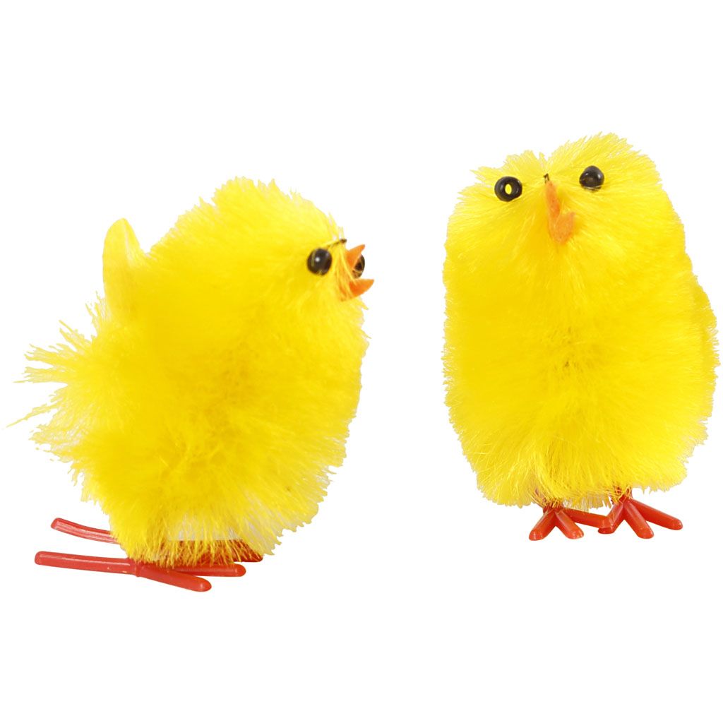Easter Chicks - 12 Pack Yellow Chenille Chicks with Plastic Legs - 30mm - Home - Crafts