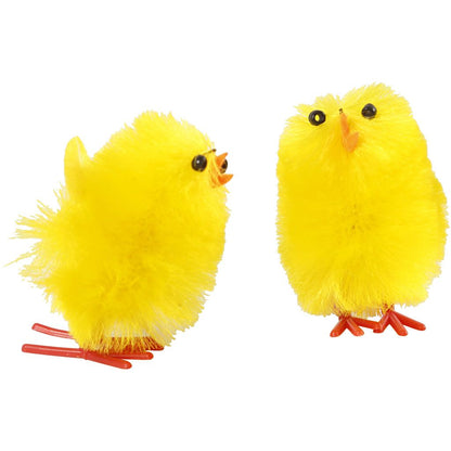 Easter Chicks - 12 Pack Yellow Chenille Chicks with Plastic Legs - 30mm - Home - Crafts
