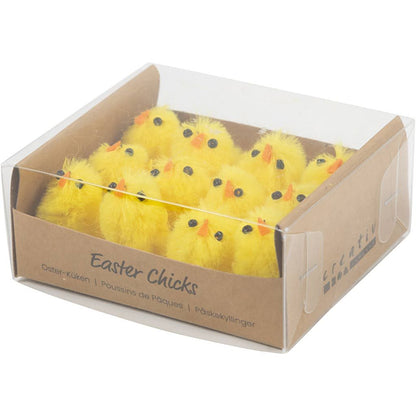 Easter Chicks - 12 Pack Yellow Chenille Chicks with Plastic Legs - 30mm - Home - Crafts