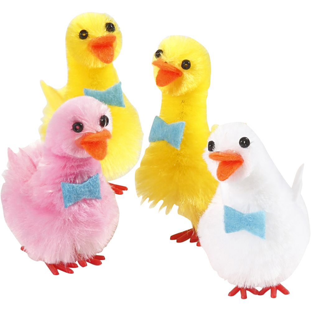 Easter Ducks - 4 Pack Chenille Ducks with Plastic Legs - 50mm - Home - Crafts