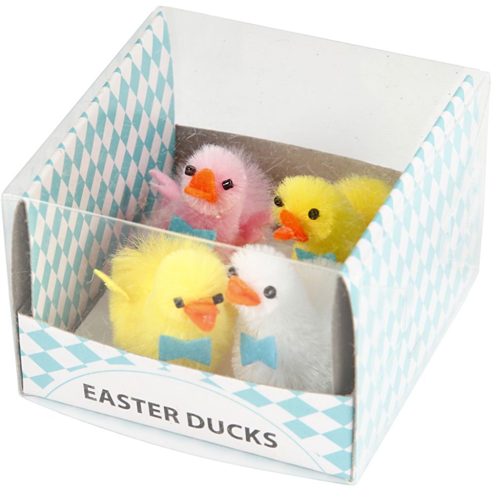 Easter Ducks - 4 Pack Chenille Ducks with Plastic Legs - 50mm - Home - Crafts