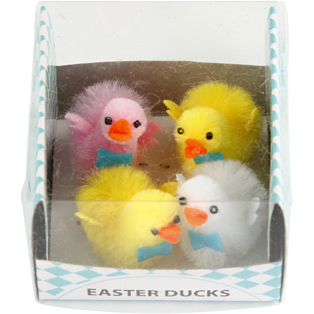 Easter Ducks - 4 Pack Chenille Ducks with Plastic Legs - 50mm - Home - Crafts