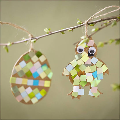 Easter Egg & Chicken Craft Kit - Mosaic Decorations with Sticky Base for Small Children - Home - Crafts