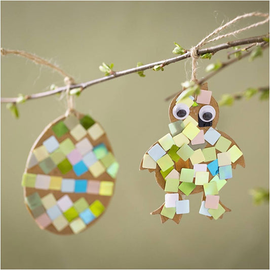 Easter Egg & Chicken Craft Kit - Mosaic Decorations with Sticky Base for Small Children - Home - Crafts