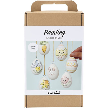 Easter Egg Painting Craft Kit - 7 Plastic Eggs with Watercolours & Brush - Home - Crafts