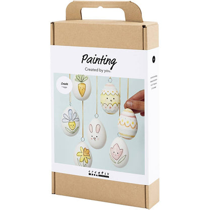 Easter Egg Painting Craft Kit - 7 Plastic Eggs with Watercolours & Brush - Home - Crafts