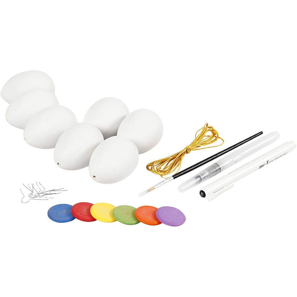 Easter Egg Painting Craft Kit - 7 Plastic Eggs with Watercolours & Brush - Home - Crafts
