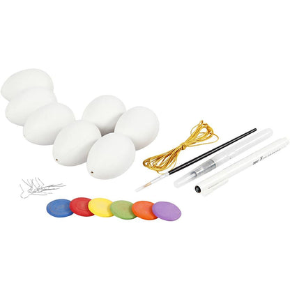 Easter Egg Painting Craft Kit - 7 Plastic Eggs with Watercolours & Brush - Home - Crafts