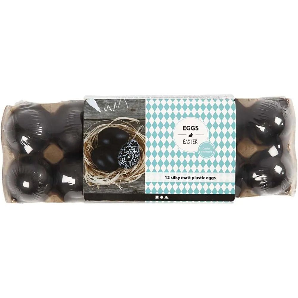 Easter Eggs Black Plastic Perforated Holes Craft H:6 cm Paint Decorate Hang