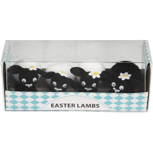 Easter Lambs - 4 Pack Chenille Lambs with Rolling Eyes - 35mm - Home - Crafts