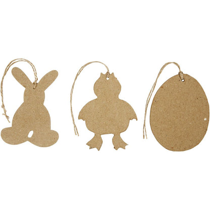Easter Ornaments - Papier-Mâché Hanging Decorations - Bunny, Chicken & Eggs - 10cm - Home-Crafts