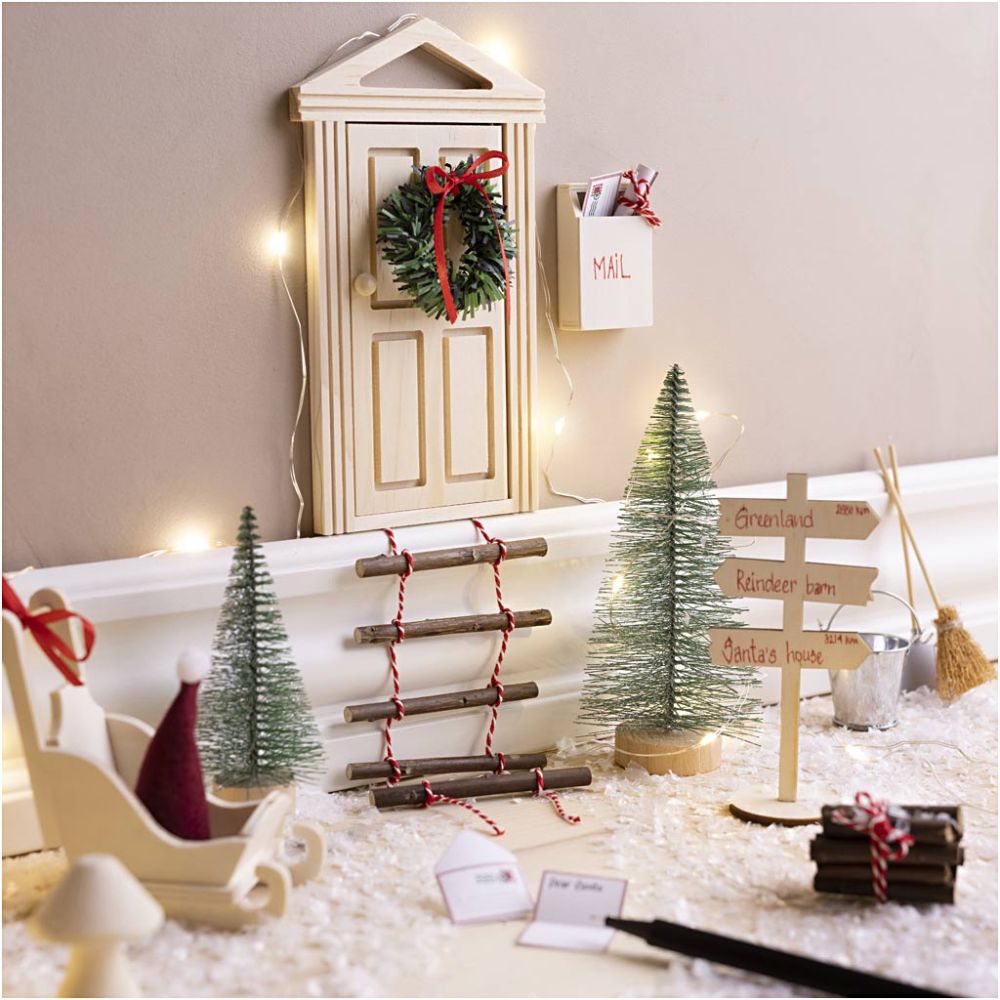 Enchanted Elf Door Craft Kit - Create a Magical Christmas Scene with LED Lights & Accessories - Home - Crafts
