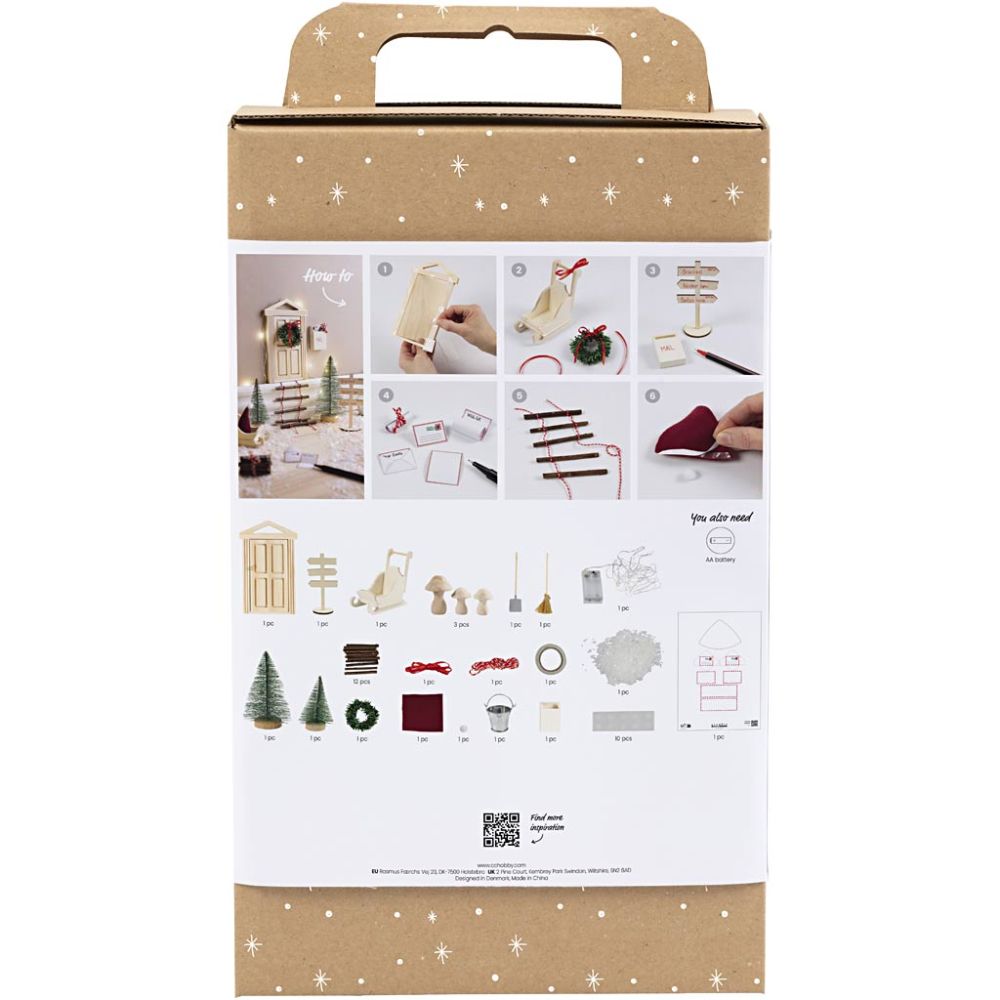 Enchanted Elf Door Craft Kit - Create a Magical Christmas Scene with LED Lights & Accessories - Home - Crafts