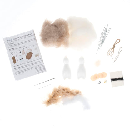 Fairy Mice Duo Needle Felting Crafting Kit Cute Decorations Toys Beginner Friendly