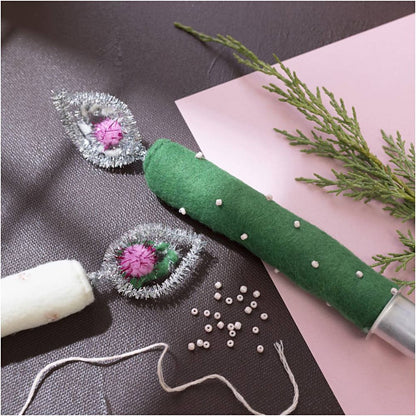 Felt Forever Candle Sewing Kit - Create Festive Fabric Candles with Beads & Pom - Poms - Home - Crafts