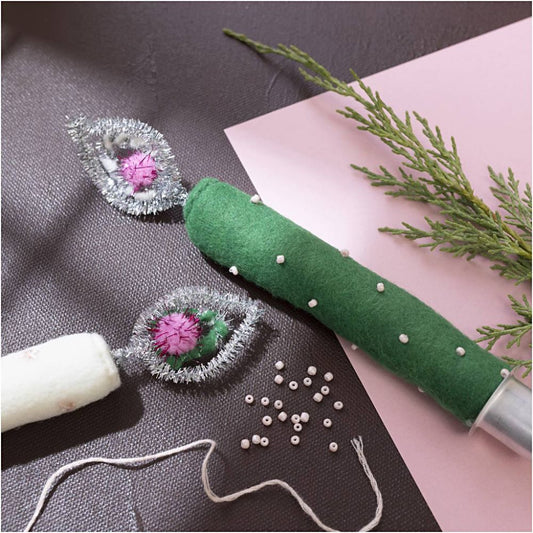 Felt Forever Candle Sewing Kit - Create Festive Fabric Candles with Beads & Pom - Poms - Home - Crafts