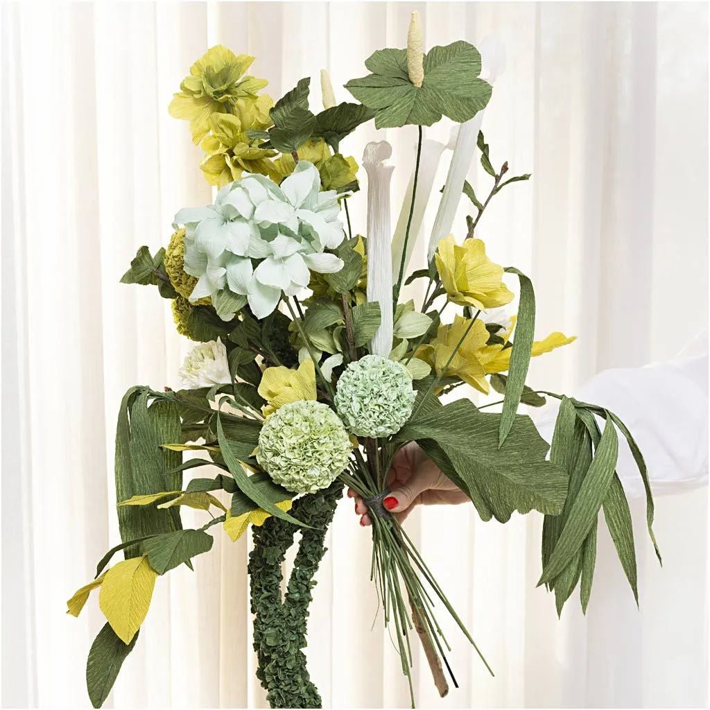 Flower Bouquet Pastel Green Maxi Crepe Paper Kit |- All Materials & Instructions - Home-Crafts