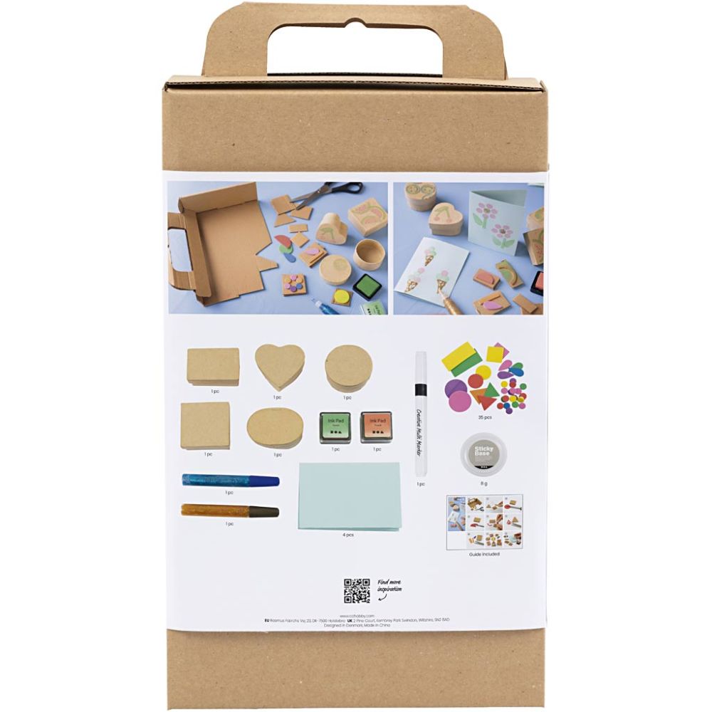 Foam Stamp Printing Kit for Kids - Decorate Boxes & Cards with Custom Stamps - Home - Crafts