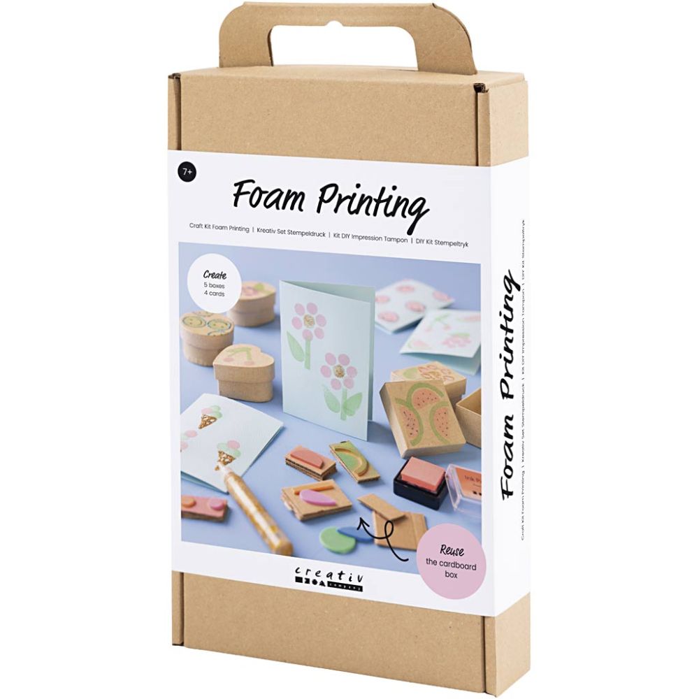 Foam Stamp Printing Kit for Kids - Decorate Boxes & Cards with Custom Stamps - Home - Crafts
