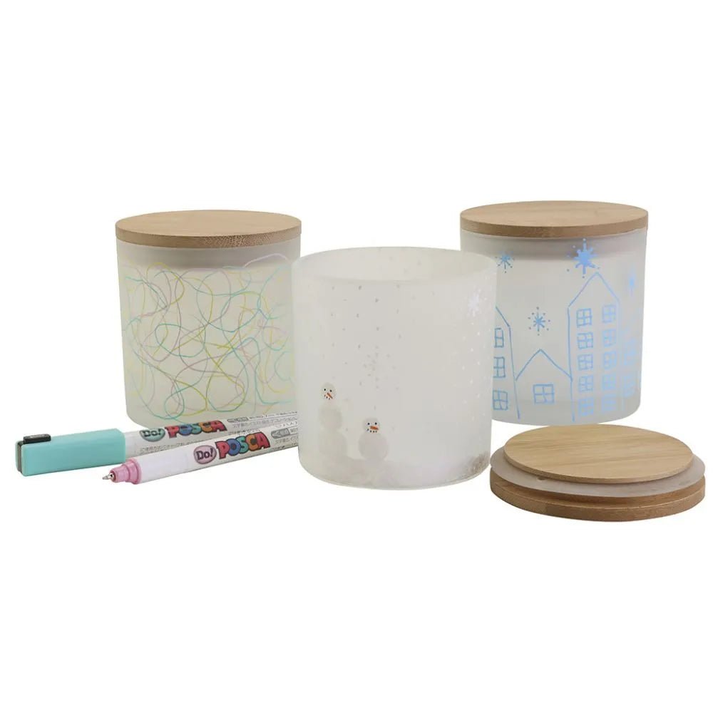 Frosted Glass Jars For Candle Making - Wooden Lids, Rubber Seals, Decorative Holder - Home-Crafts