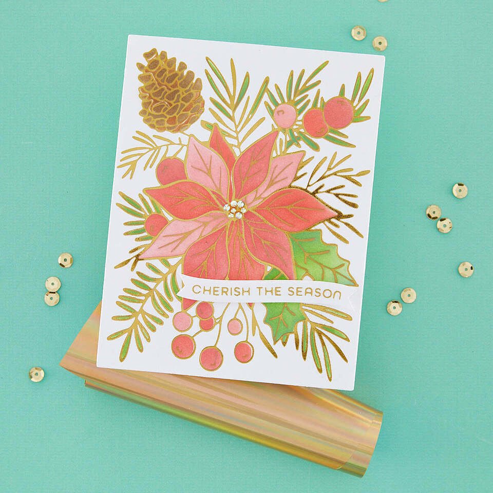 Full Bloom Poinsettia Die and Stencil Bundle Glimmer Hot Foil Plates