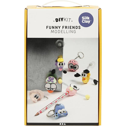 Funny Friends Silk Clay® Kit - Create 10 Wobbly Character Figures with Eyes & Keychains - Home - Crafts